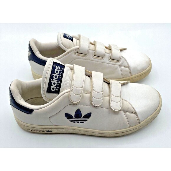 adidas Originals Stan Smith White Navy TREFOIL Sneakers 2008 Women’s Size 7 RARE - Picture 3 of 10